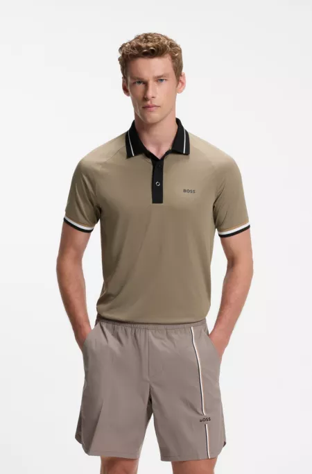 Active slim-fit polo shirt with branded details