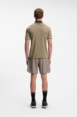 Active slim-fit polo shirt with branded details, Light Green