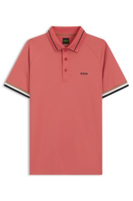 Active slim-fit polo shirt with branded details, Pink