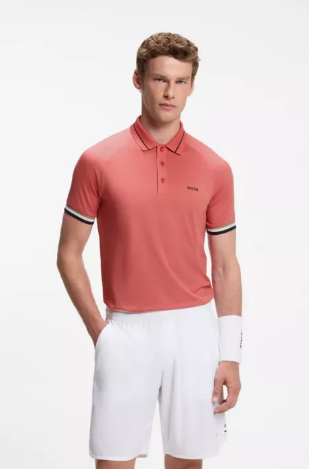 Active slim-fit polo shirt with branded details