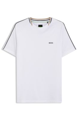 Active camiseta slim fit con la franja distintiva de la marca en el cuello, Blanco