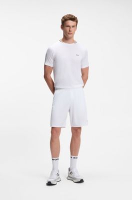 Active camiseta slim fit con la franja distintiva de la marca en el cuello, Blanco