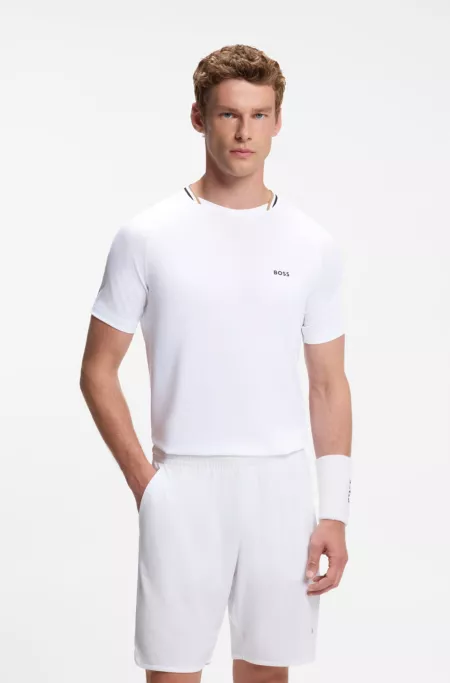 Active slim-fit T-shirt with signature-stripe collar