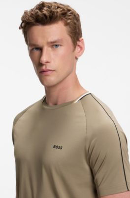 Active T-shirt Slim &agrave; col &agrave; rayures signature, Chaux