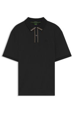 Polo de algodón interlock con ribetes a rayas