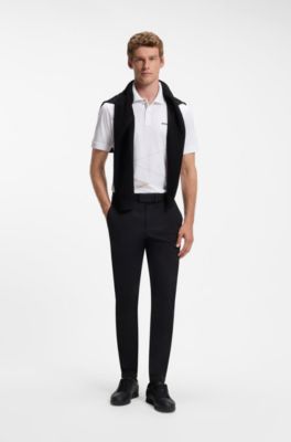 Polo de algod&oacute;n pima con estampado posicionado, Blanco