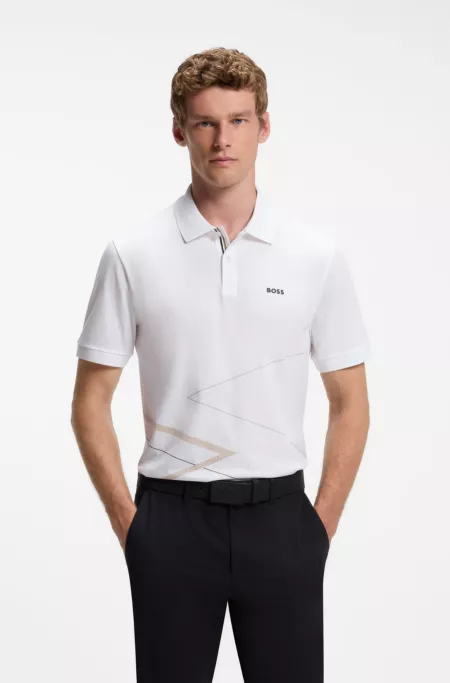 Pima cotton polo shirt with placed print