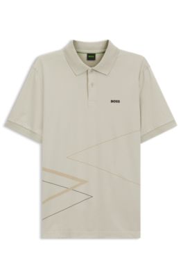 Pima cotton polo shirt with placed print, Light Beige