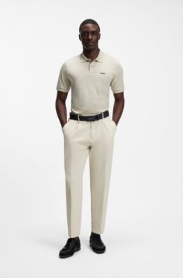 Polo de algod&oacute;n pima con estampado posicionado, Beige claro