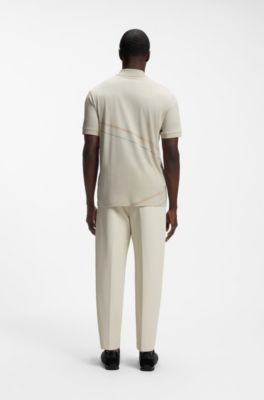 Polo de algod&oacute;n pima con estampado posicionado, Beige claro