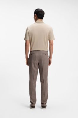 Polo &agrave; encolure zipp&eacute;e en m&eacute;lange de coton et de soie, Beige clair