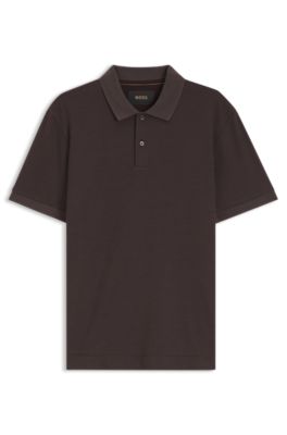 Polo de punto de algod&oacute;n de dos tonos, Marr&oacute;n claro