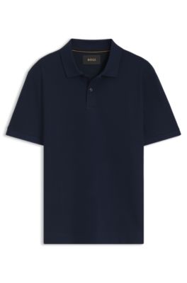 Polo de punto de algod&oacute;n de dos tonos, Azul oscuro