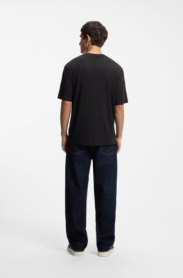 Cotton-jersey T-shirt with graphic print, Black