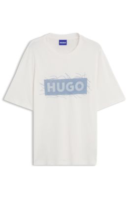 Camiseta de punto de algod&oacute;n con ilustraci&oacute;n estampada, Blanco