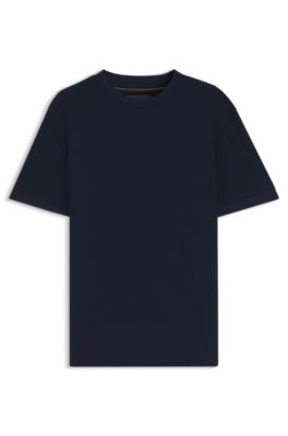 Cotton T-shirt with two-tone piqu&eacute; structure, Dark Blue