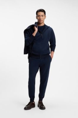 Cotton T-shirt with two-tone piqu&eacute; structure, Dark Blue