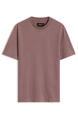 Windowpane-check T-shirt in a cotton-and-silk blend