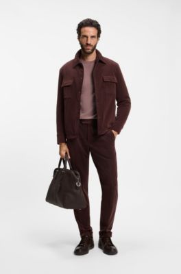 Windowpane-check T-shirt in a cotton-and-silk blend, Light Brown