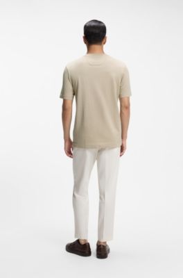 Camiseta de cuadros ventana en mezcla de algod&oacute;n y seda, Beige claro