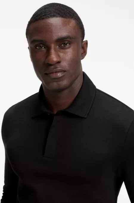 Regular-fit polo shirt in cotton and wool