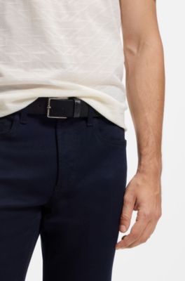 BOSS x ASTON MARTIN perforated suede belt with logo, Black