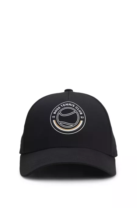 Cotton-twill cap with tennis artwork