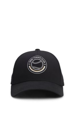 Gorra en sarga de algod&oacute;n con dise&ntilde;o de tenis, Negro