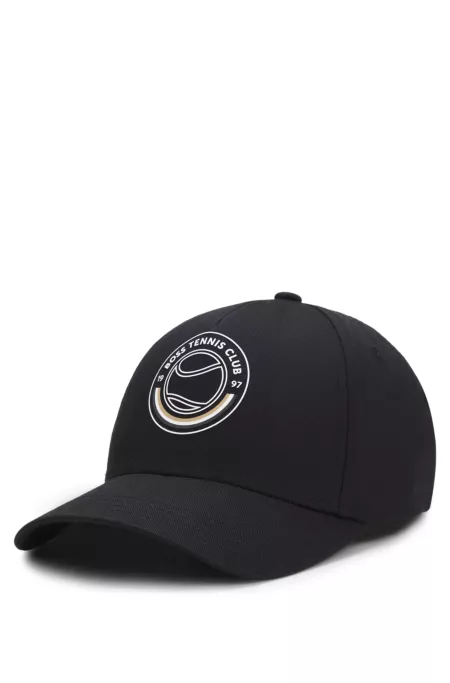 Cotton-twill cap with tennis artwork