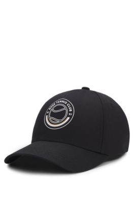 Gorra en sarga de algod&oacute;n con dise&ntilde;o de tenis, Negro