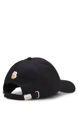 Gorra en sarga de algod&oacute;n con dise&ntilde;o de tenis, Negro