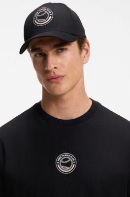 Gorra en sarga de algod&oacute;n con dise&ntilde;o de tenis, Negro