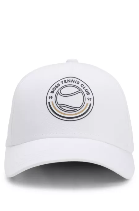 Cotton-twill cap with tennis artwork