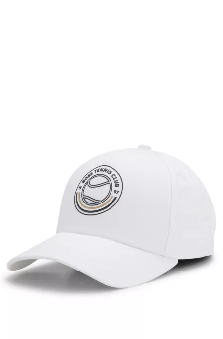 Cotton-twill cap with tennis artwork