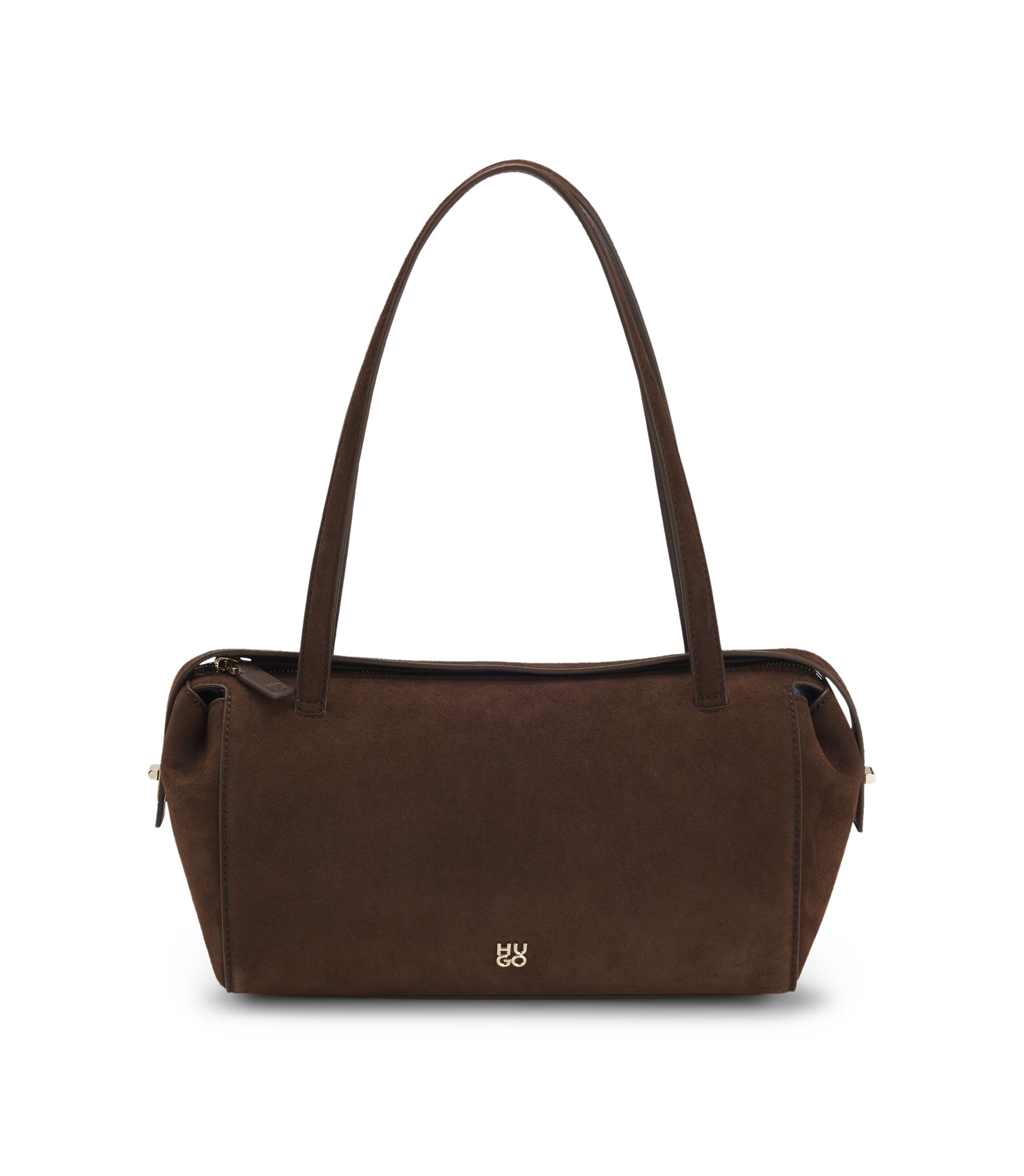 Faux-Suede Handbag With Metallic Stacked Logo by Hugo Boss