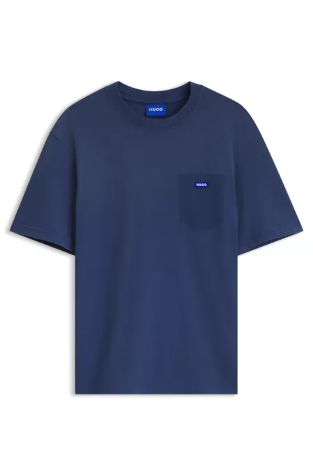 Regular-fit T-shirt in washed cotton with logo badge