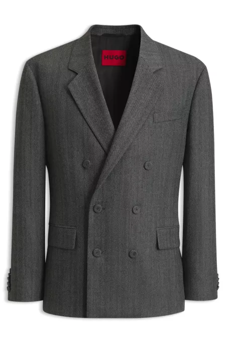 Modern-fit suit jacket in herringbone fabric