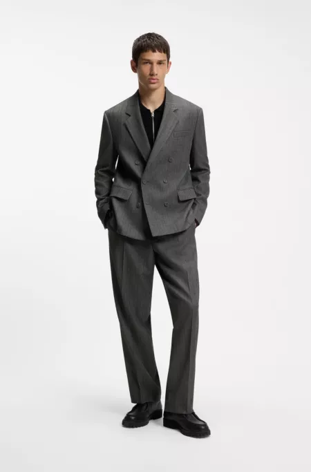 Modern-fit suit jacket in herringbone fabric