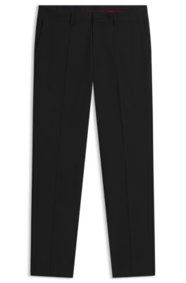 Pantalon Extra Slim en laine vierge m&eacute;lang&eacute;e, Noir
