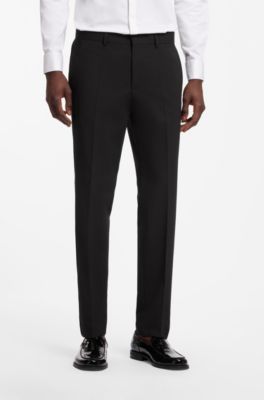 Pantalon Extra Slim en laine vierge m&eacute;lang&eacute;e, Noir