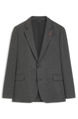Extra-slim-fit suit jacket in melange stretch twill, Grey