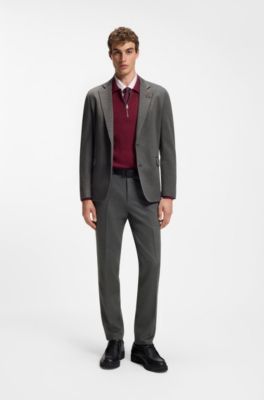 Extra-slim-fit suit jacket in melange stretch twill, Grey