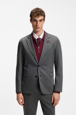 Extra-slim-fit suit jacket in melange stretch twill, Grey