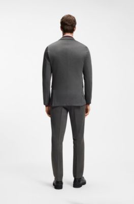 Extra-slim-fit suit jacket in melange stretch twill, Grey