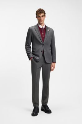 Melange extra-slim-fit pants in stretch wool, Grey