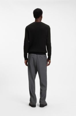 Pull en coton textur&eacute; avec logo ton sur ton, Noir