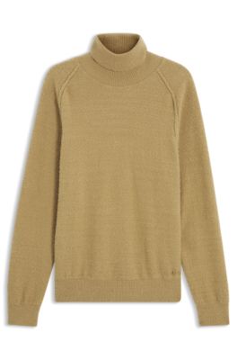 Relaxed-fit turtleneck sweater in a textured cotton blend, Beige