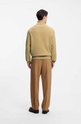 Relaxed-fit turtleneck sweater in a textured cotton blend, Beige