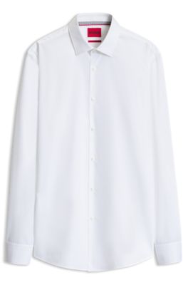 Camisa slim fit en popel&iacute;n de algod&oacute;n de planchado f&aacute;cil, Blanco