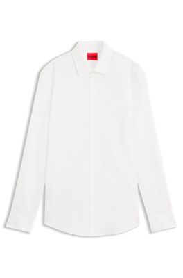 Slim-fit cotton jacquard shirt, White